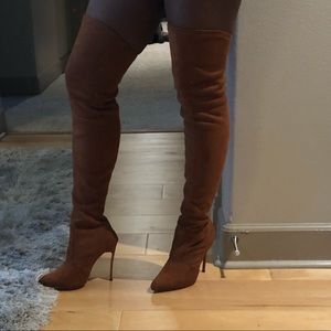 Brown thigh high boots